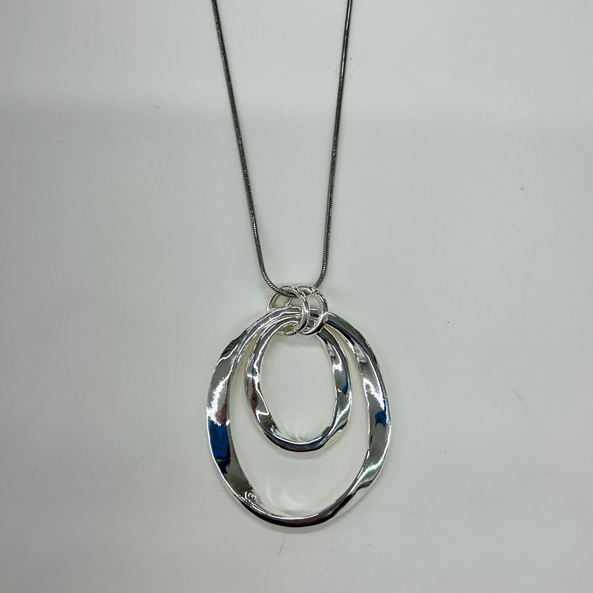 Violet Design Double Oval Pendant Necklace