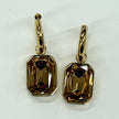 Violet Design Large Rectangle Crystal Gold Sleeper Earrings