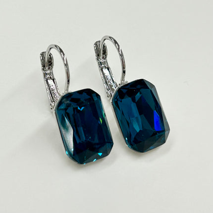 Violet Design Rectangle Drop Earrings Silver