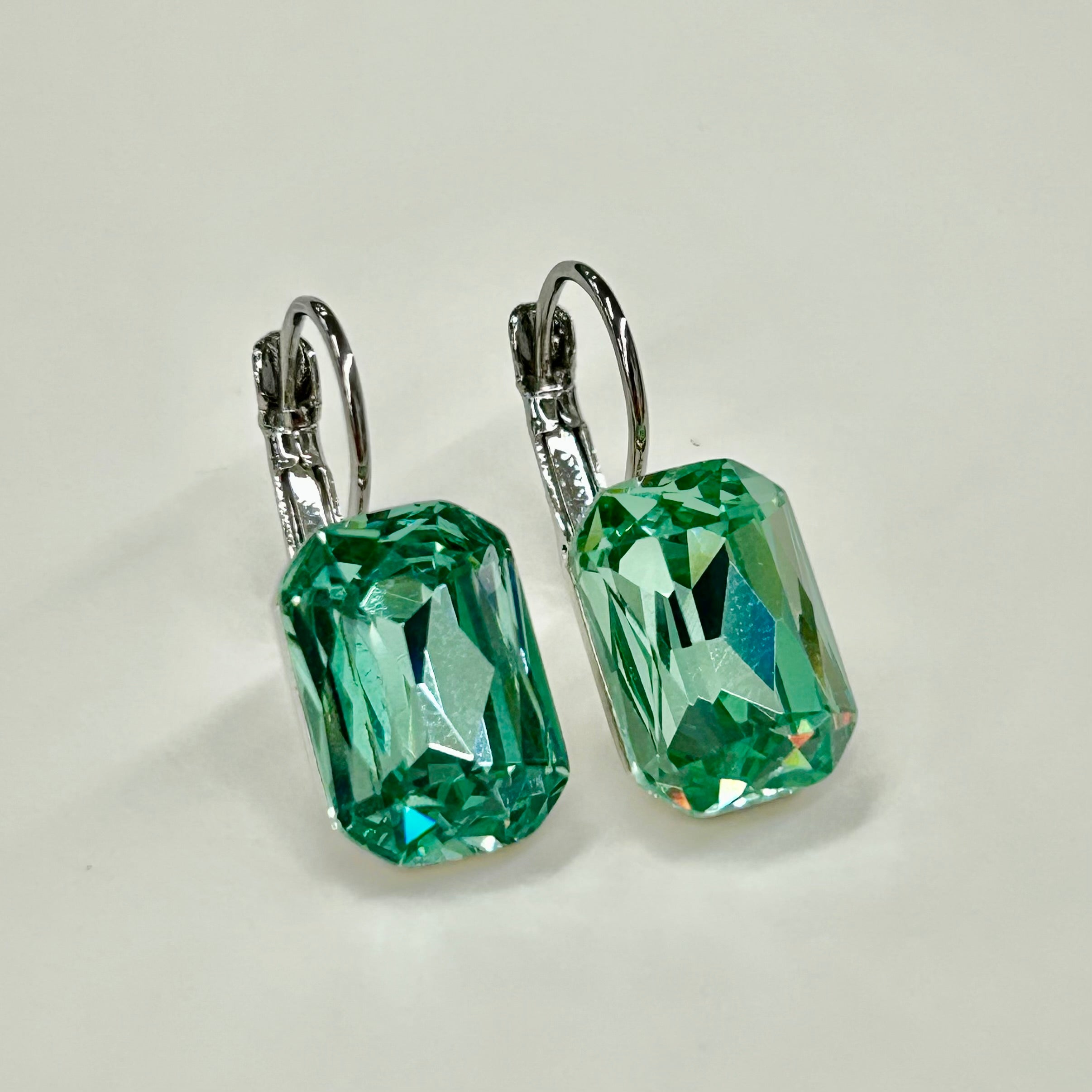 Violet Design Rectangle Drop Earrings Silver