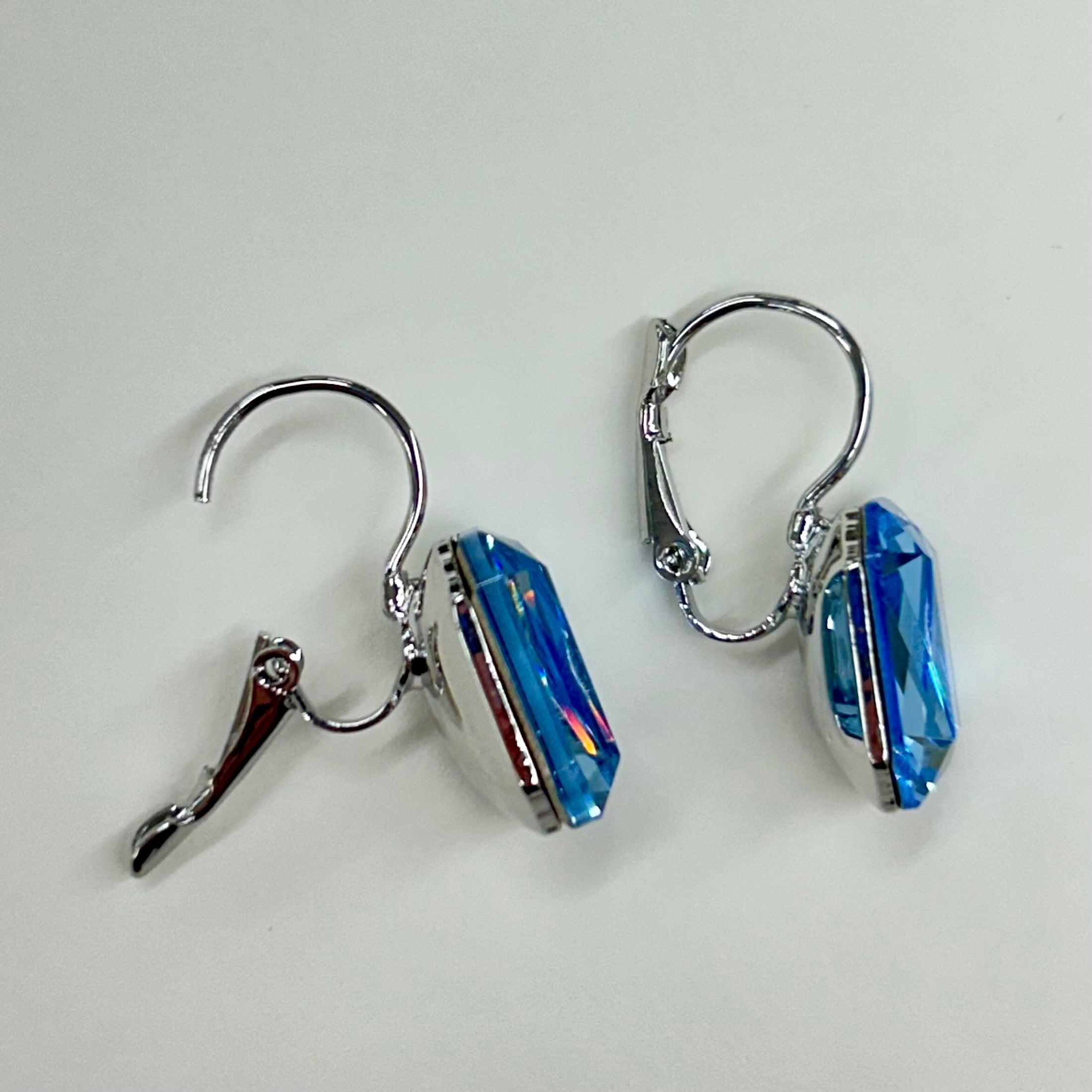 Violet Design Rectangle Drop Earrings Silver