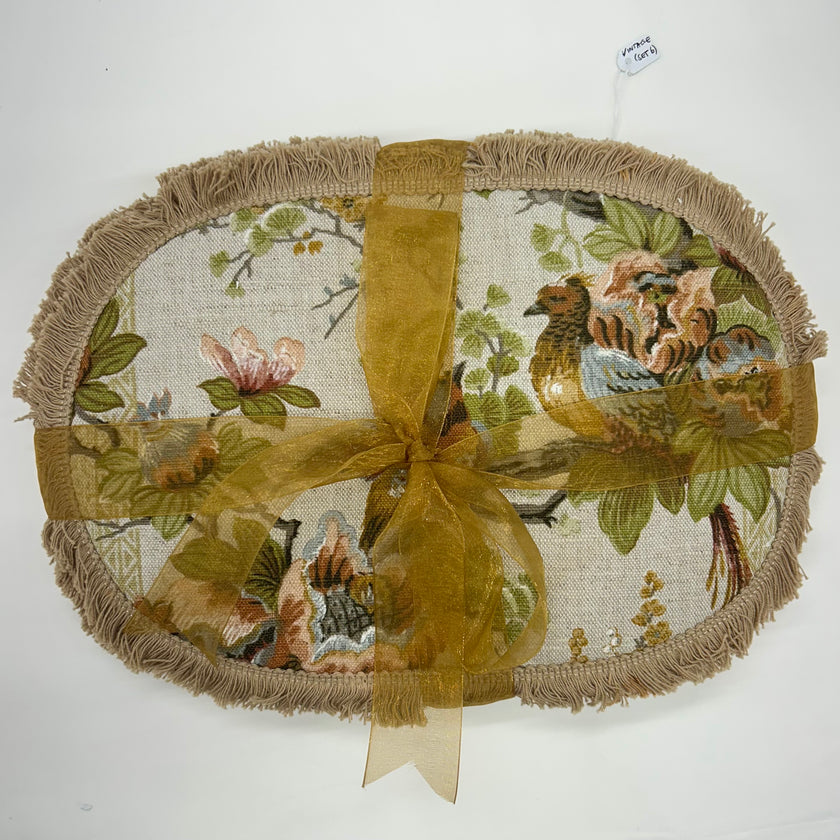 Vintage Set of Fabric Bird Placemats (6)