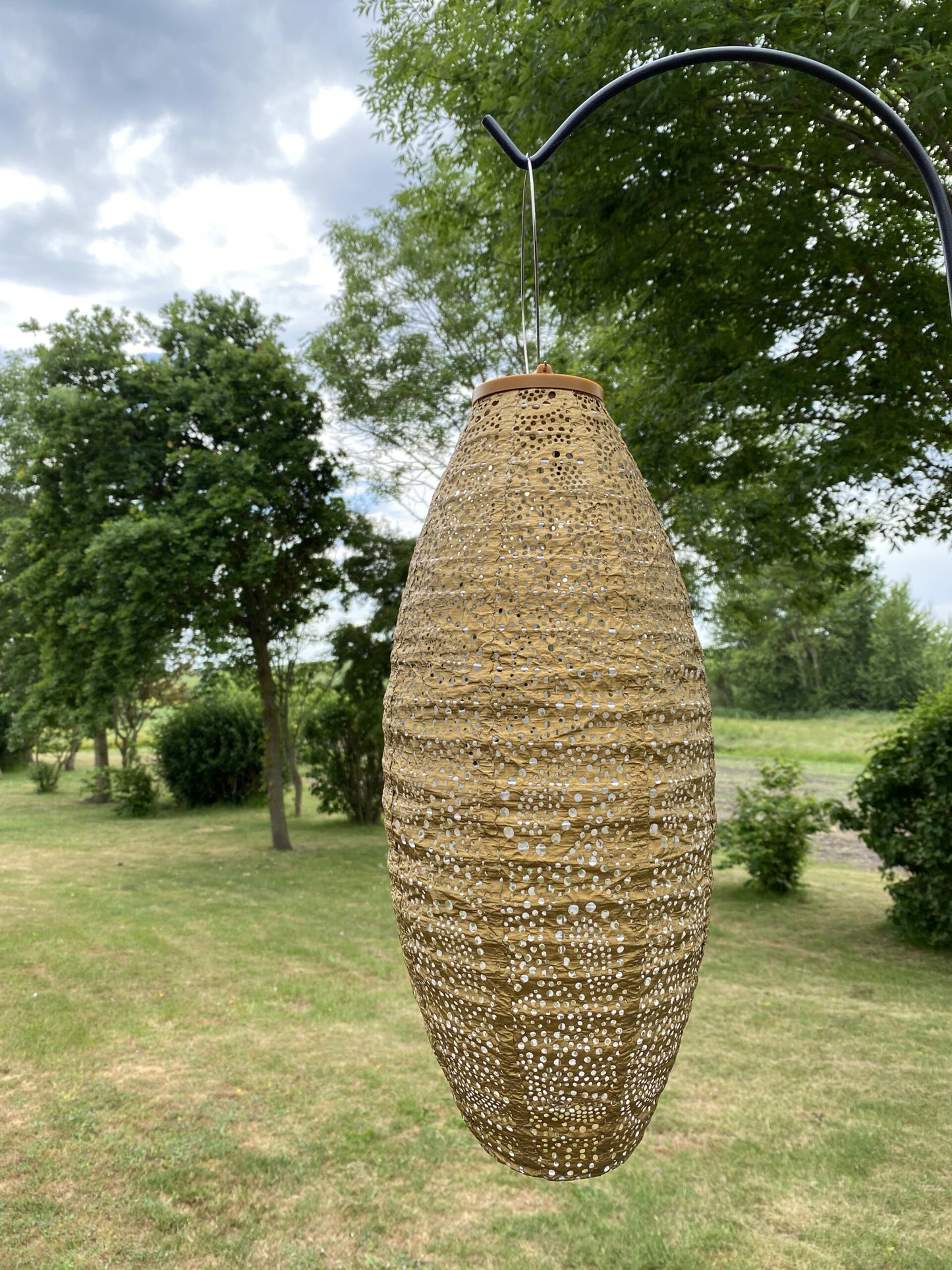 Lumiz Lantern  Long Oval 20cm Gold Paisley