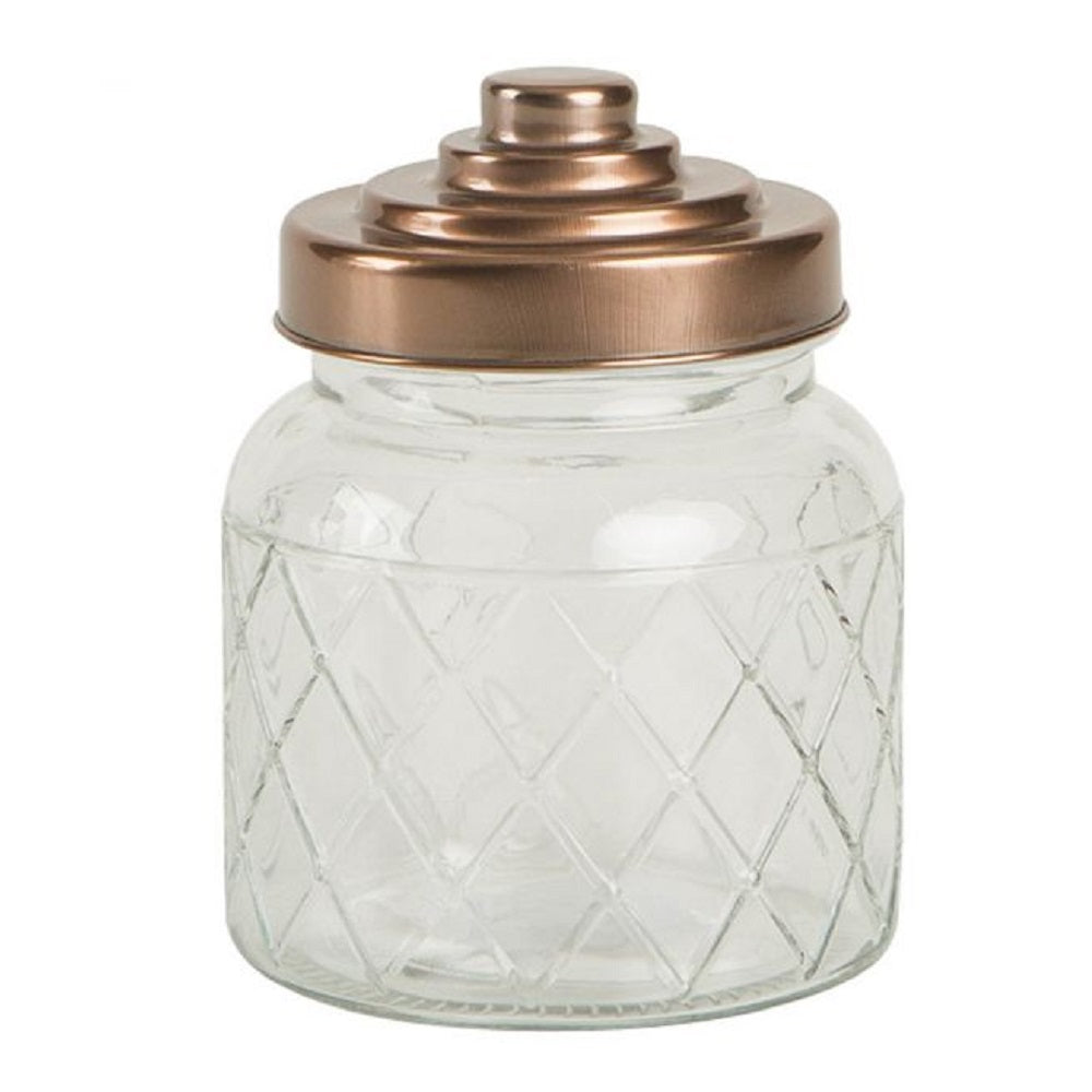 Lattice Glass Jars with Copper Coloured Lids