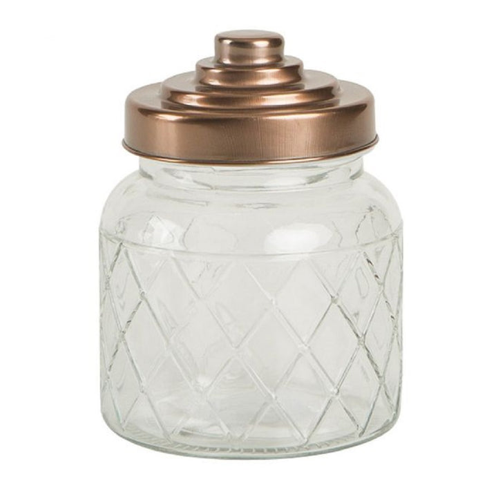 Lattice Glass Jars with Copper Coloured Lids