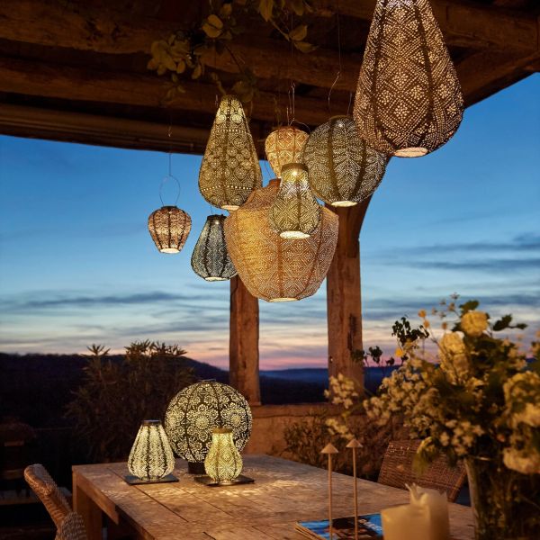 Lumiz solar lanterns on a table setting, NZ garden and entertaining lighting