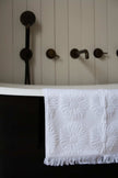 Embossed Daisy Bath Towel-White