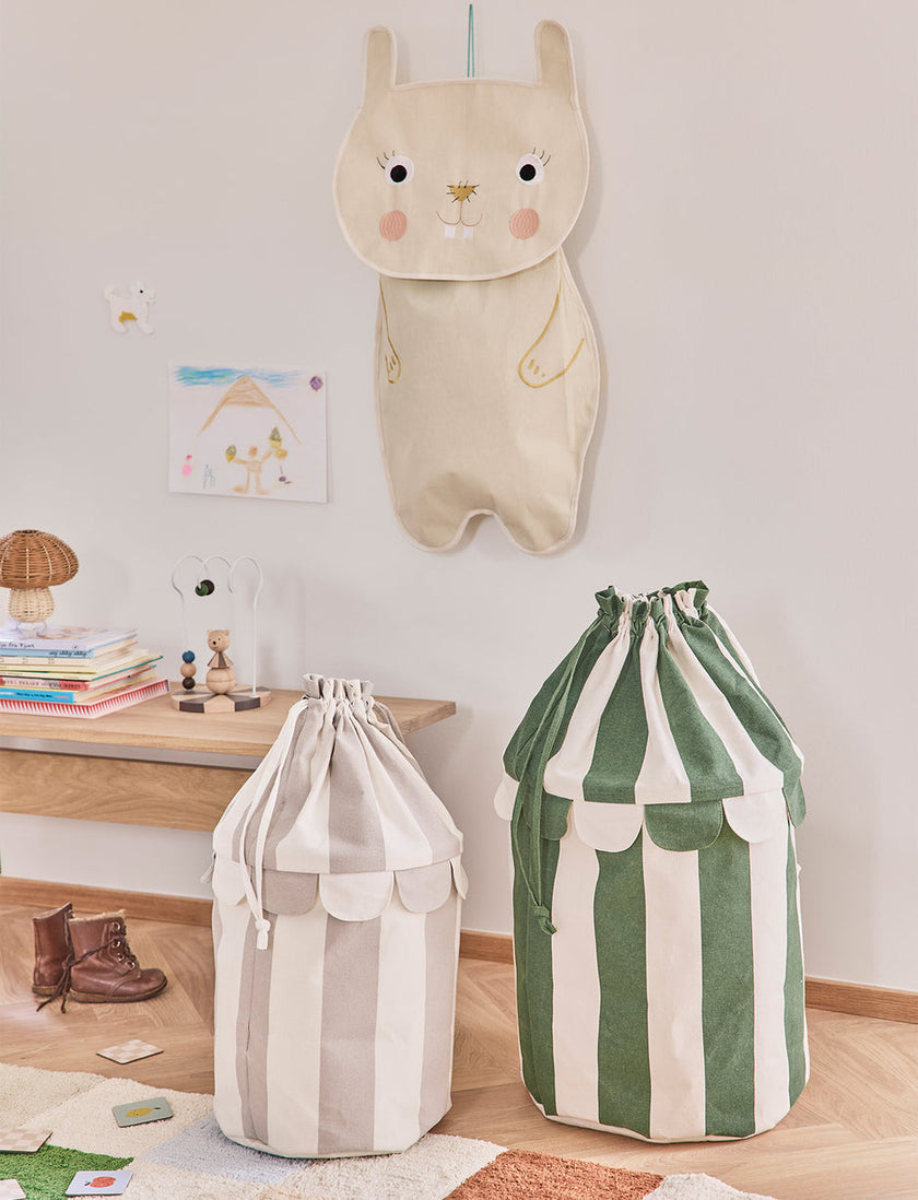 OYOY Saga Basket-Green Stripe 68X38cm