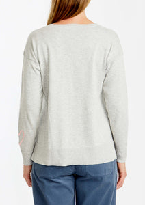 Pingpong Everyday Pullover - Grey with Heart Embroidery