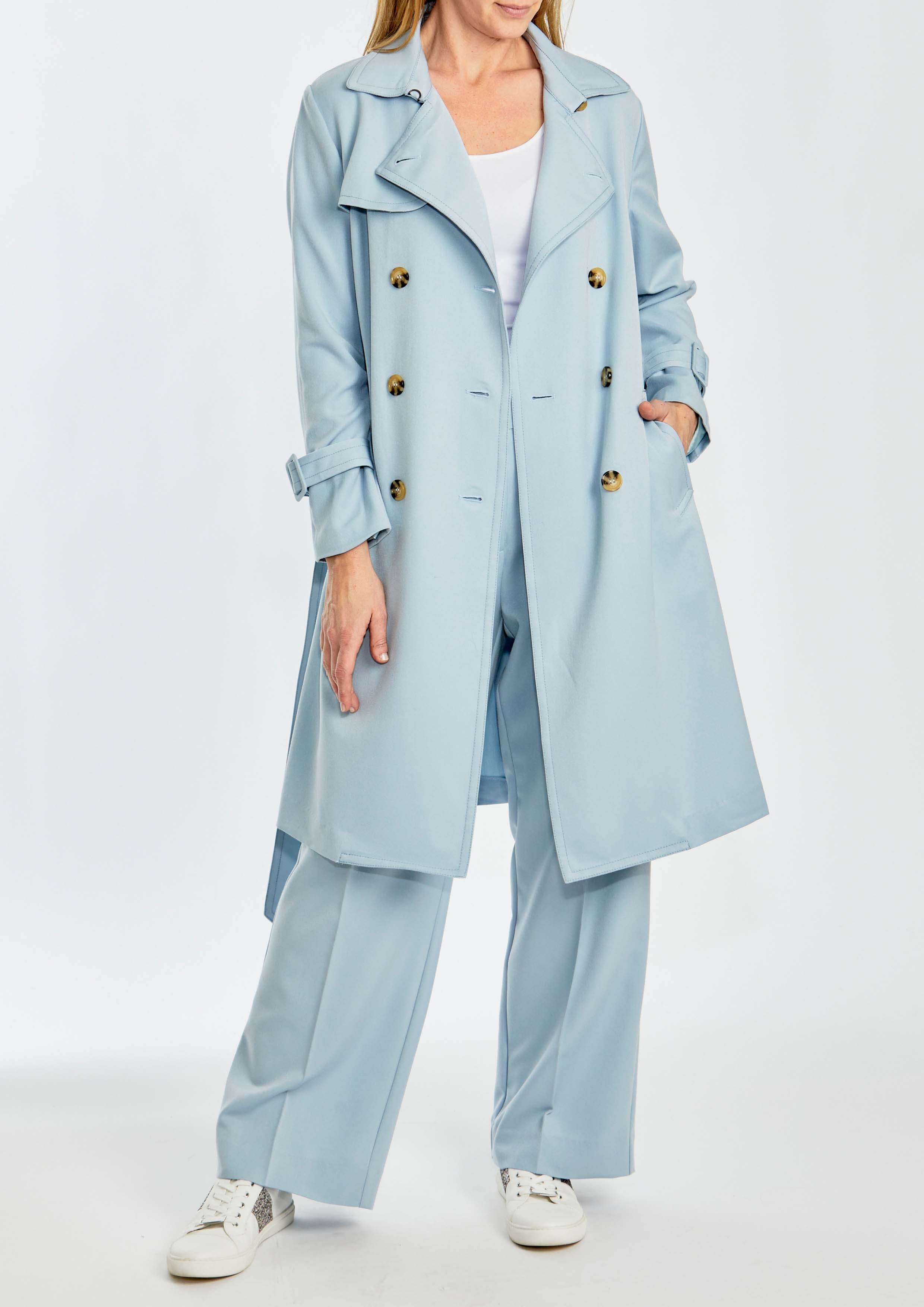 Baby blue trench coat on sale