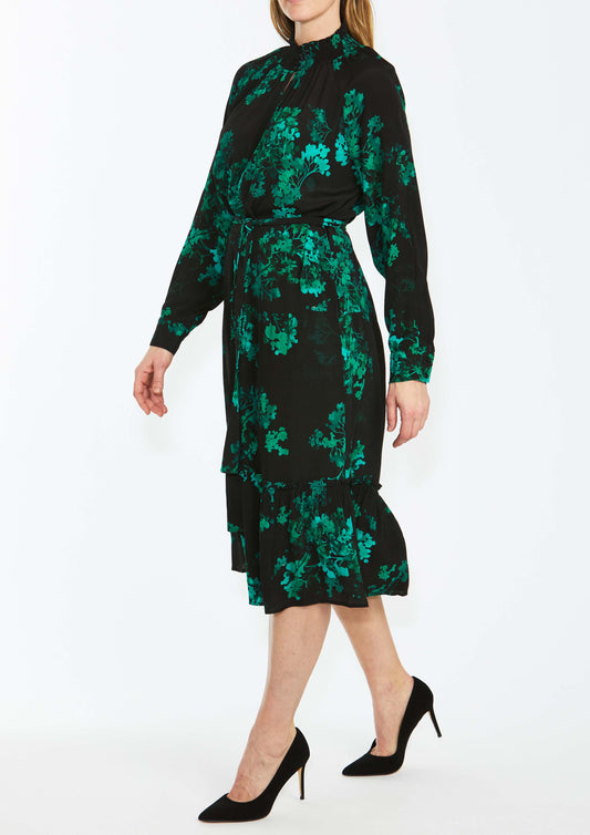 Pingpong Winter Flower Dress - Emerald Green