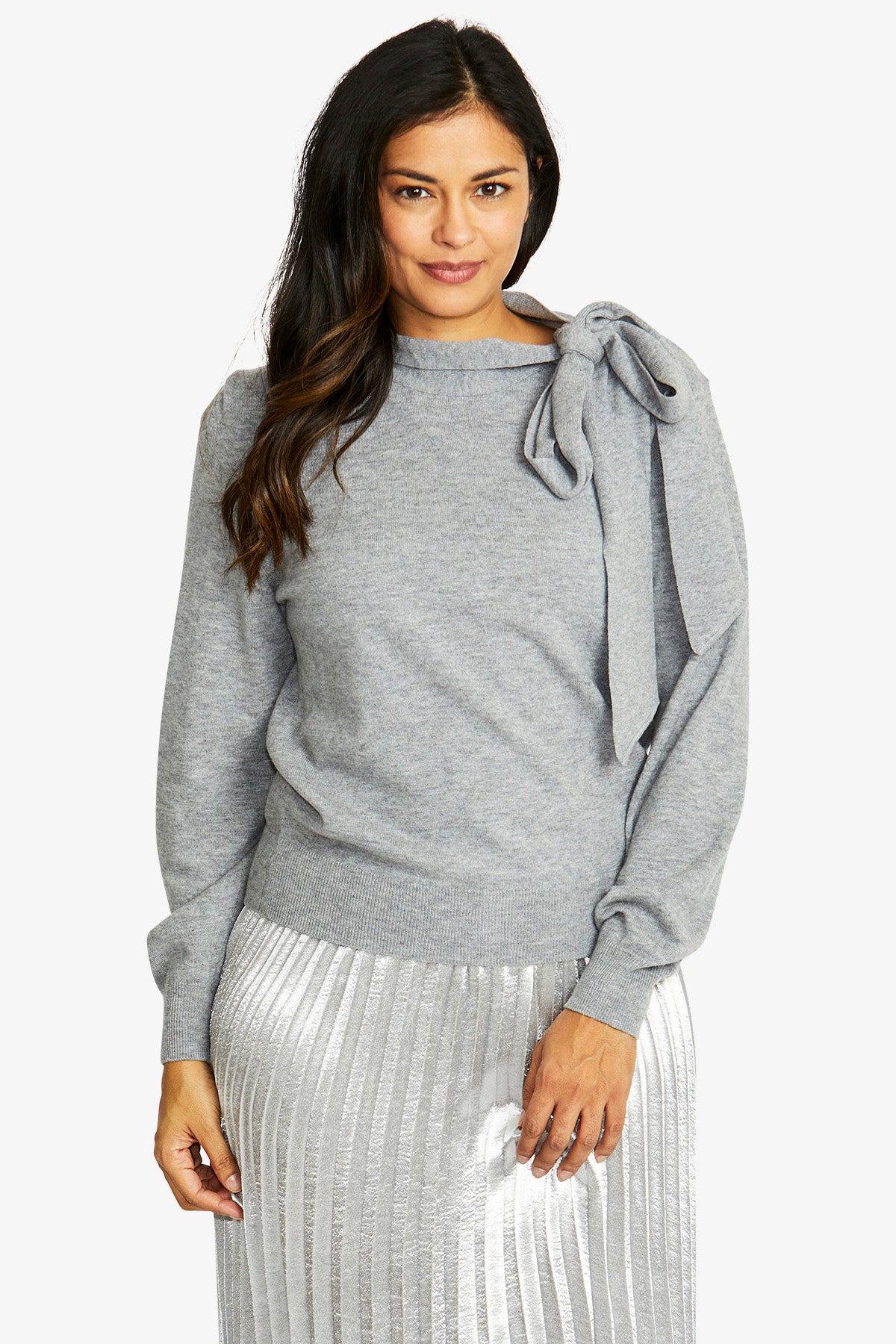 Pingpong Vic Merino Pullover with Neck Tie - Grey