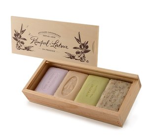 Rampal Latour 4 x 100g soaps in Wooden Quill Box
