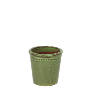 Flower Pot Glazed with Saucer Green