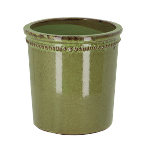 Flower Pot Glazed with Saucer Green