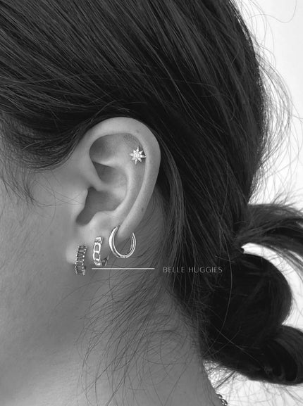 Ruby Tuesday Chain Huggies - Sterling Silver