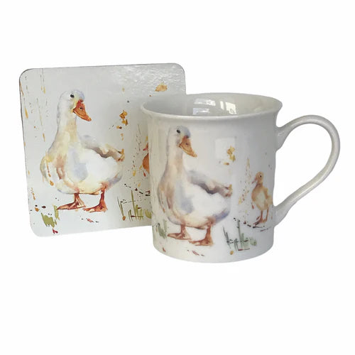 The Country Life Collection Mug & Coaster Set - Duck