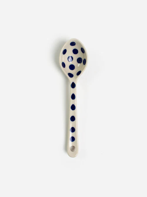 Polish Ceramics Spoon 16cm - Blue/White Spot