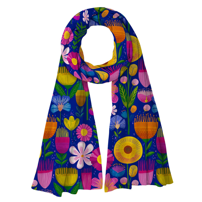 Artico lightweight scarf in Wild Joy navy floral print