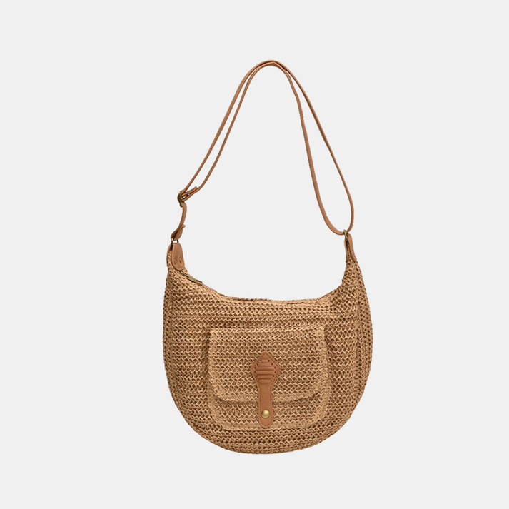 Zoe Woven Shoulder Bag-Biscuit