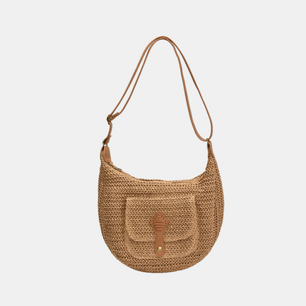 Zoe Woven Shoulder Bag-Biscuit