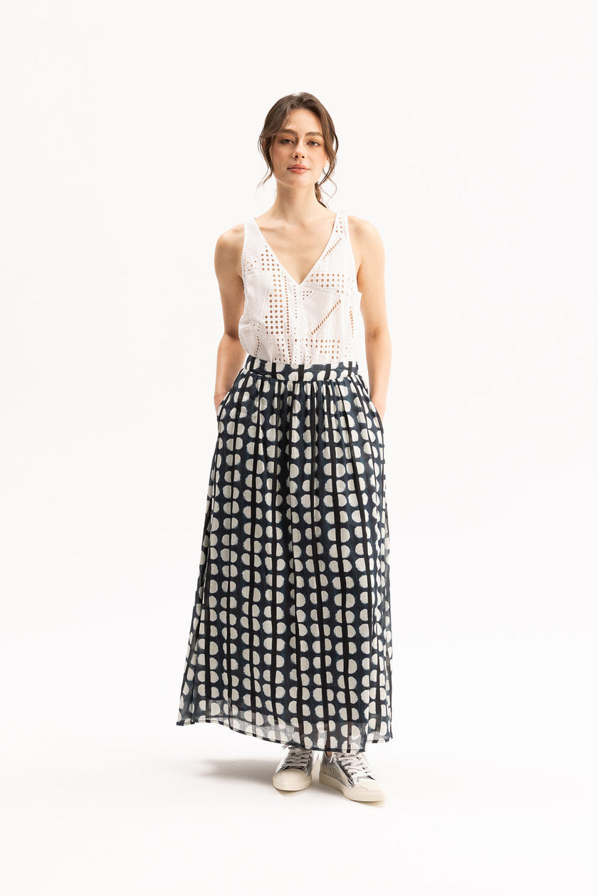 Molly Skirt-Navy Print, by Blacklist