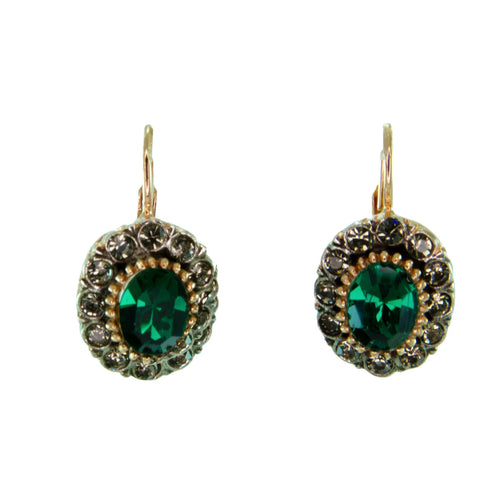 Simply Italian Emerald Crystal Oval Drop Earrings