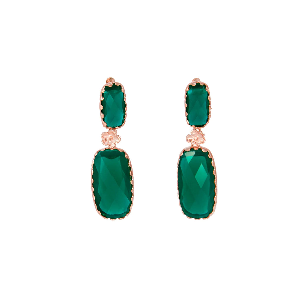 Simply Italian Green Rectangle Drop Earrings