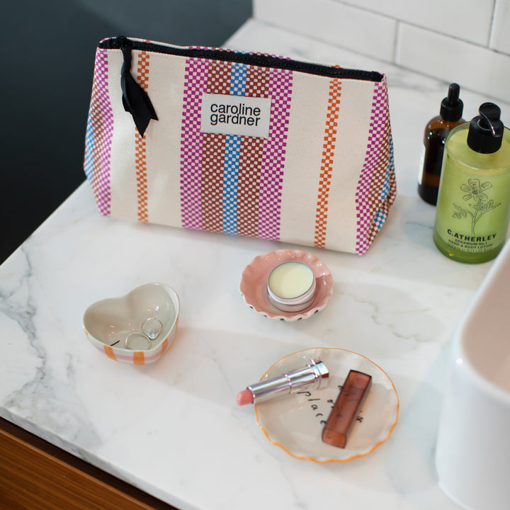 Caroline Gardener Checkerboard Stripe - Beauty Bag