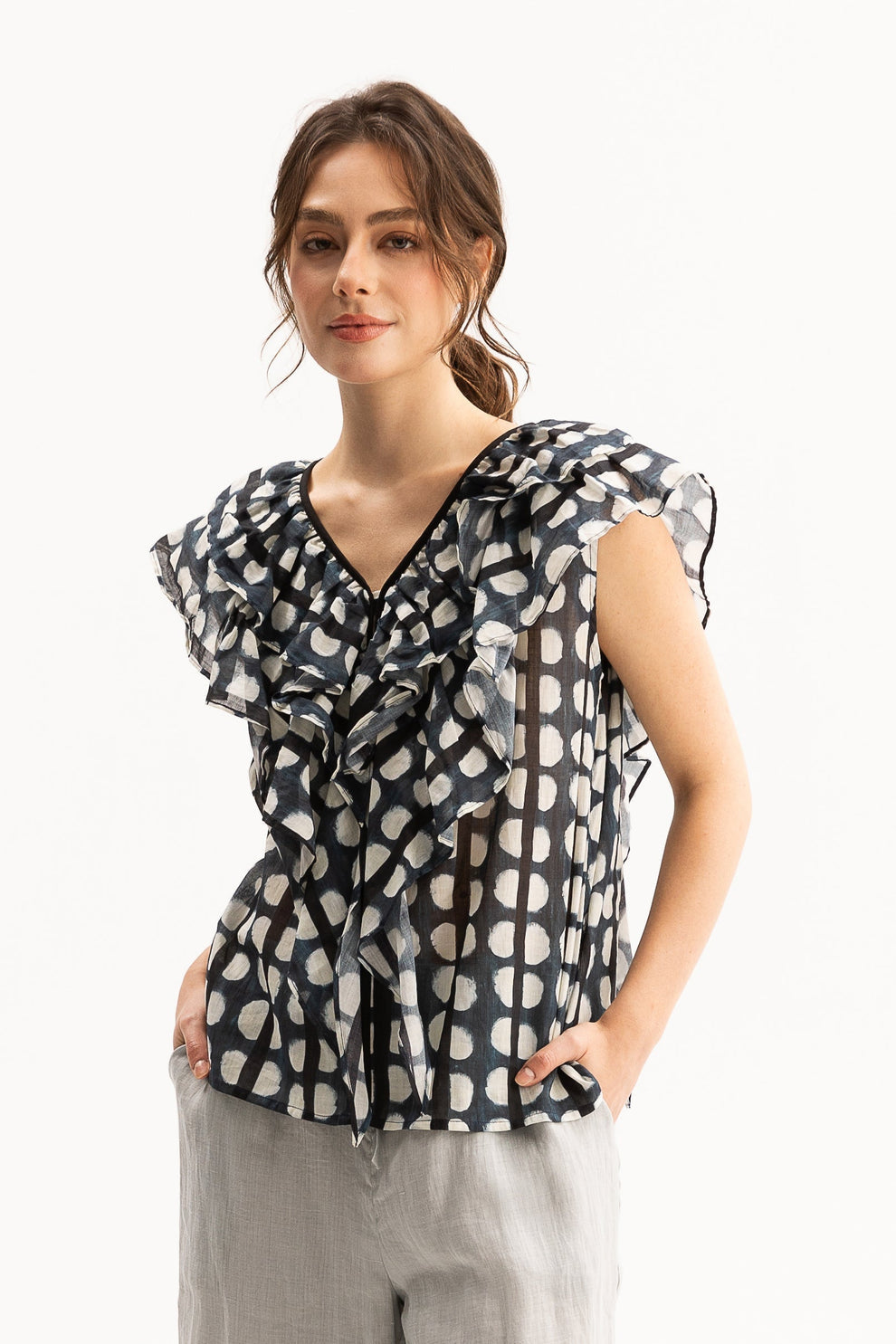 Kellie Top-Navy Print by Blacklist