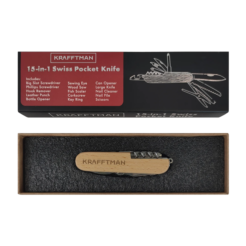 Krafftman 15-in-1 Swiss Pocket Knife