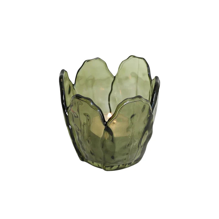 Floret Glass Candle Holder Green by CC Interiors