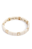 Enamel Tile Bracelet-Linen CZ Baguette