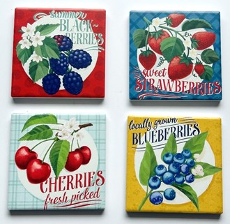 Vintage Berries Ceramic Coasters