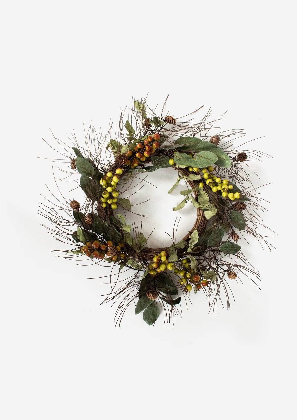 Foraged Green Berry Wreath Large by French Country Collections