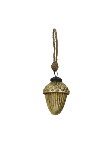 Glass Hanging Acorn Gold