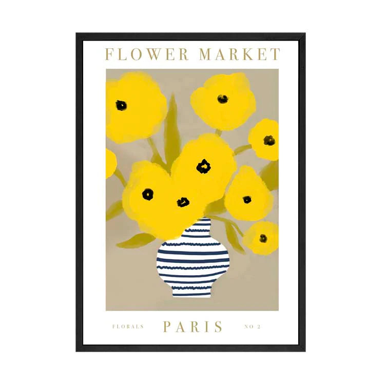 Flower Market Framed Print Black A3