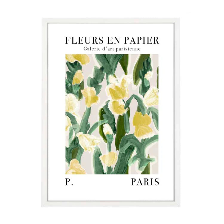 Fleurs en Papier Framed Print Black A3