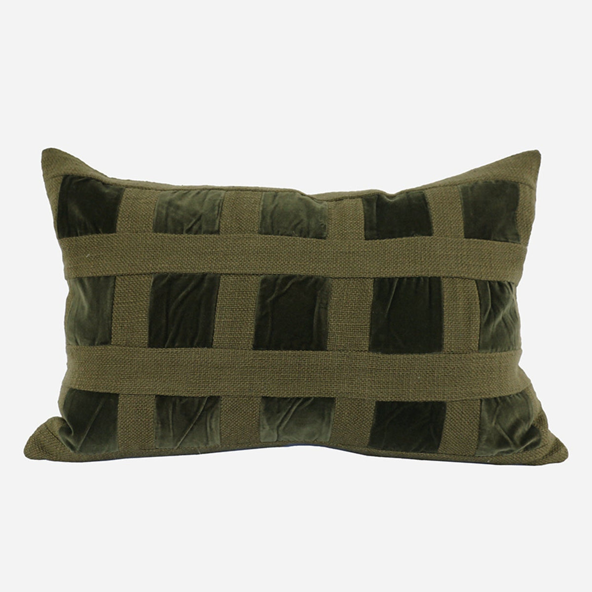 Emerald Velvet Checker Cushion Cover