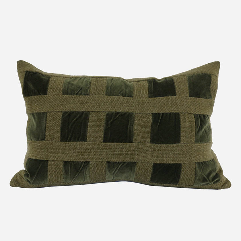 Emerald Velvet Checker Cushion Cover