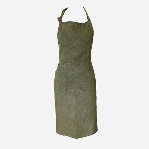 CC Interiors - Olive Green Vintners 100% French Linen Apron
