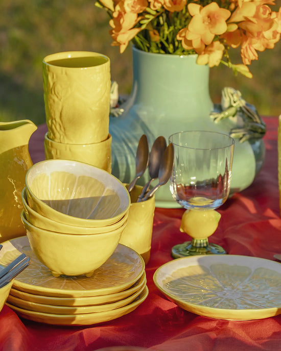 Bordallo Pinheiro Citron Dessert Plate - lemon ceramic dessert plate made in Portugal, NZ stockist