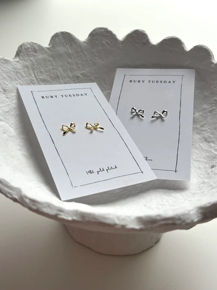 Ruby Tuesday Bow Studs - 18k Gold Plated