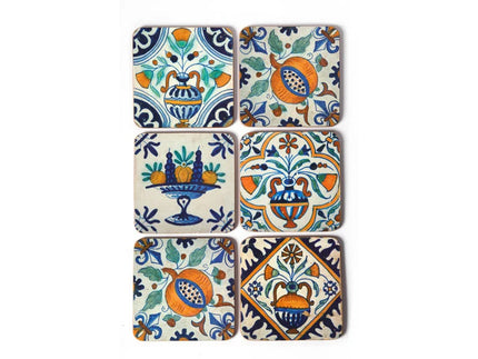 Coaster set of 6 Delft Polychrome Tiles