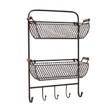 Mesh Wall Shelf with Hooks by French Country Collections