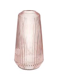 Ribbed Glass Vase - Blush