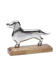 Silver Dachshund on Stand