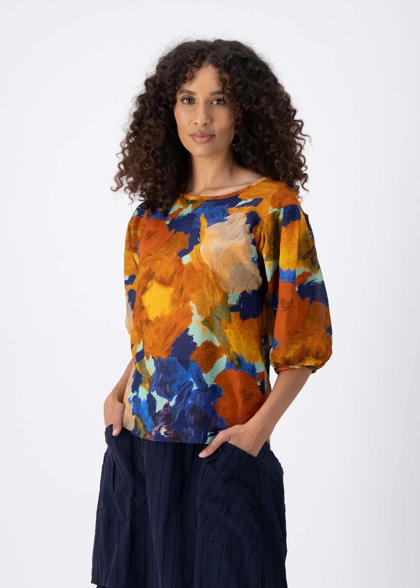 Olga de Polga- Fiorella Blouse in Seersucker Earth