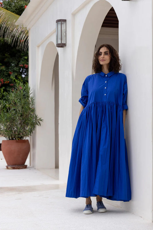 Edith Cobalt Dress - Cotton Poplin by MegbyDesign (Small)