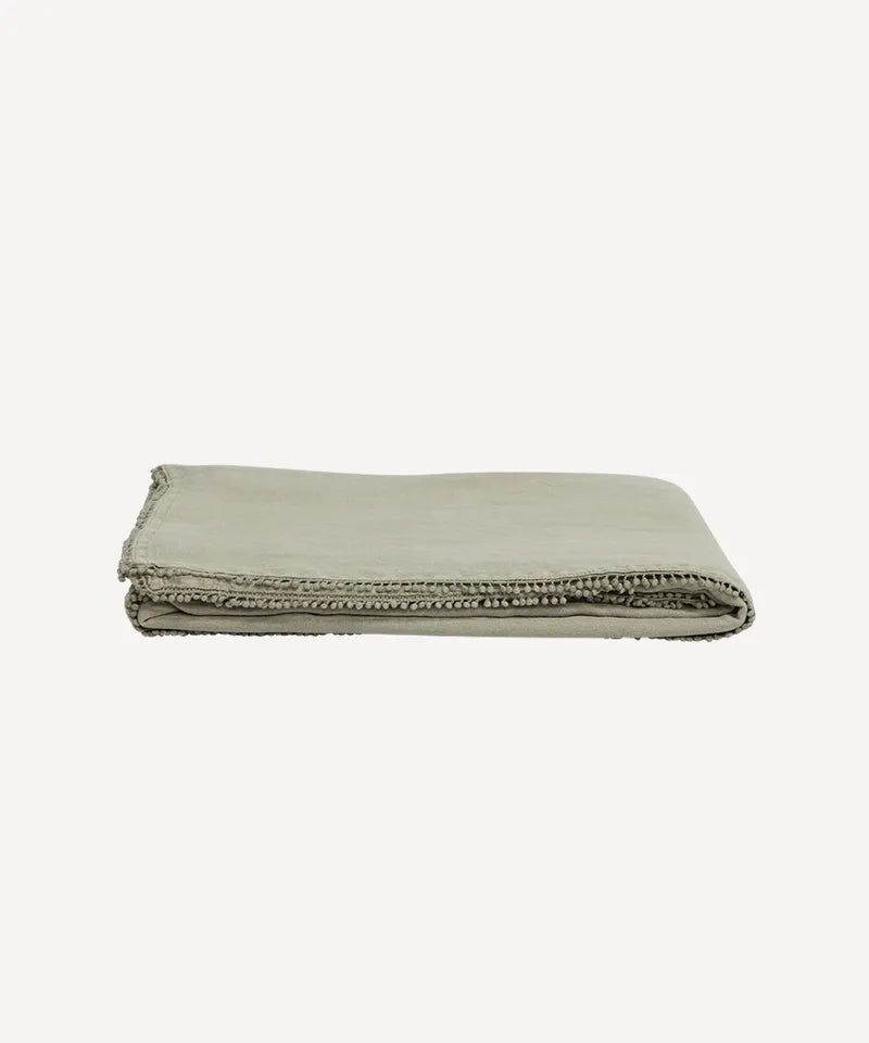 French Country Collections 100% Linen Bauble Tablecoth - Taupe